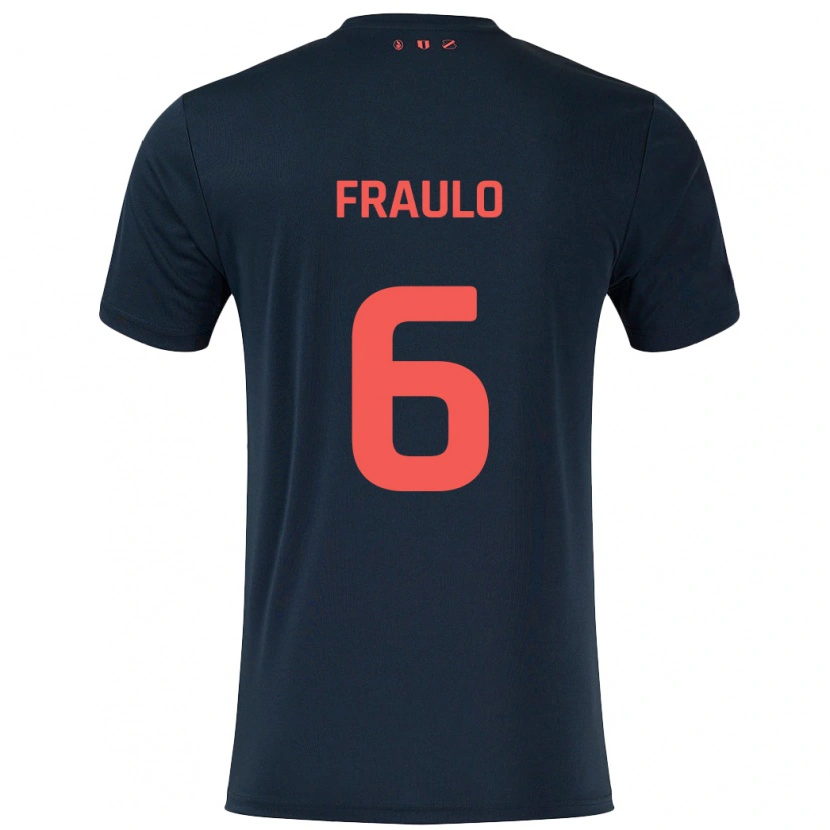 Danxen Kinder Oscar Fraulo #6 Schwarz Rot Auswärtstrikot Trikot 2024/25 T-Shirt