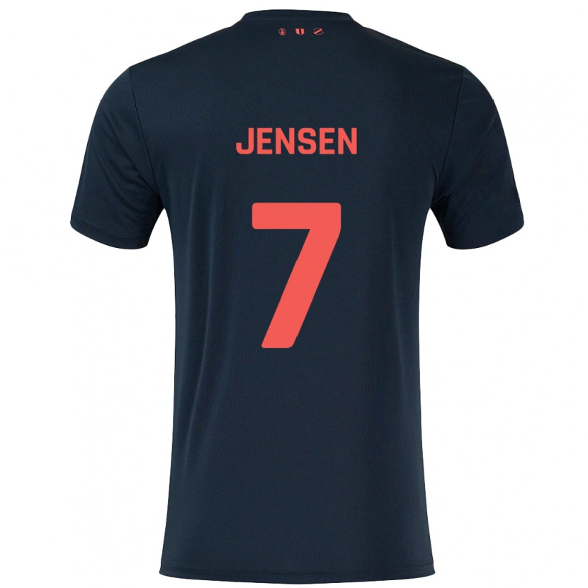 Danxen Kinder Victor Jensen #7 Schwarz Rot Auswärtstrikot Trikot 2024/25 T-Shirt