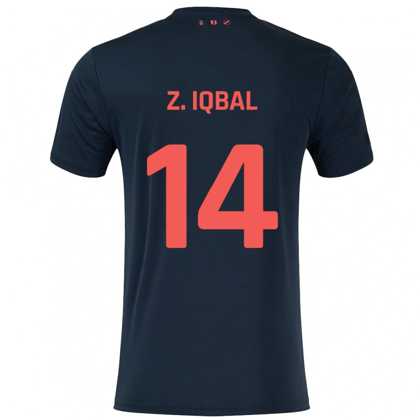 Danxen Kinder Zidane Iqbal #14 Schwarz Rot Auswärtstrikot Trikot 2024/25 T-Shirt