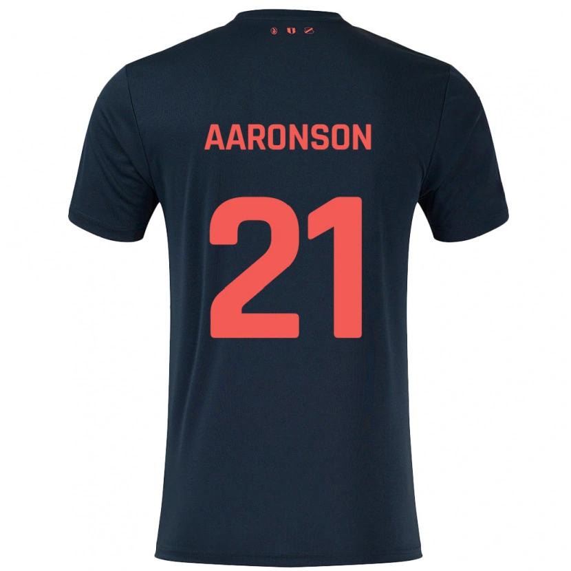 Danxen Kinder Paxten Aaronson #21 Schwarz Rot Auswärtstrikot Trikot 2024/25 T-Shirt