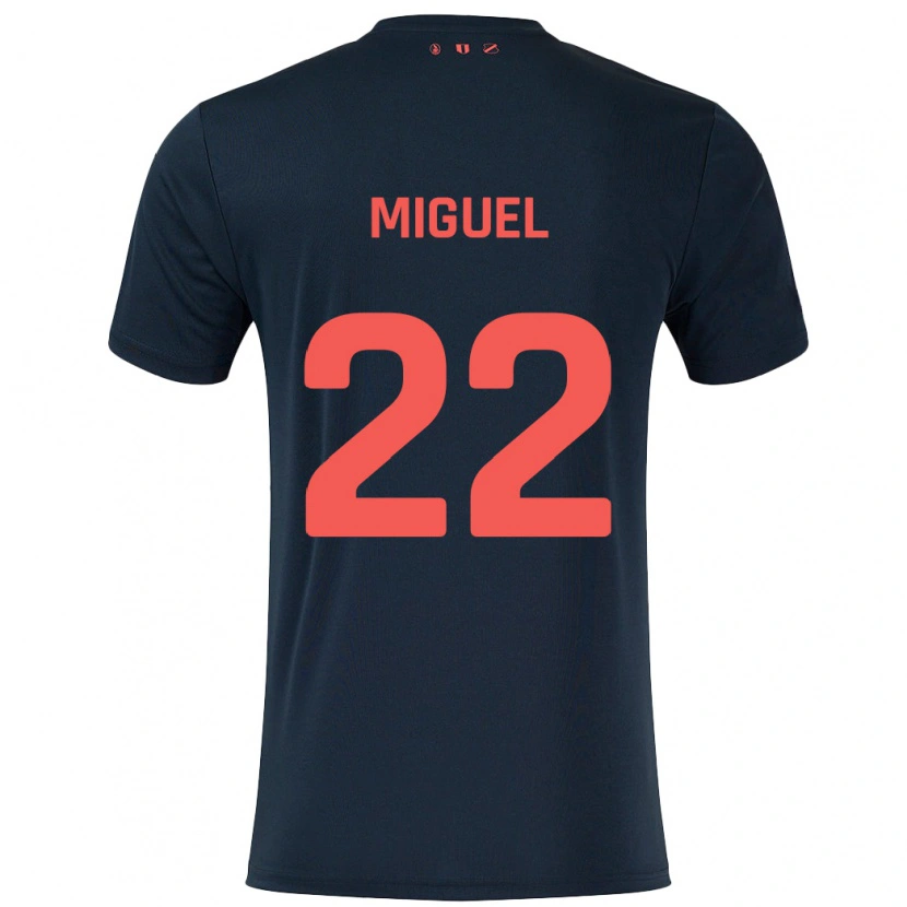 Danxen Kinder Miguel Rodríguez #22 Schwarz Rot Auswärtstrikot Trikot 2024/25 T-Shirt