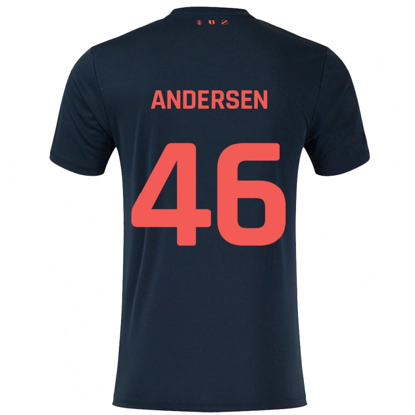 Danxen Kinder Silas Andersen #46 Schwarz Rot Auswärtstrikot Trikot 2024/25 T-Shirt