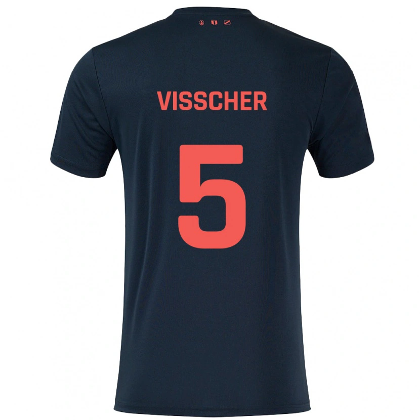 Danxen Kinder Amber Visscher #5 Schwarz Rot Auswärtstrikot Trikot 2024/25 T-Shirt