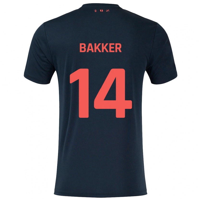 Danxen Kinder Eshly Bakker #14 Schwarz Rot Auswärtstrikot Trikot 2024/25 T-Shirt