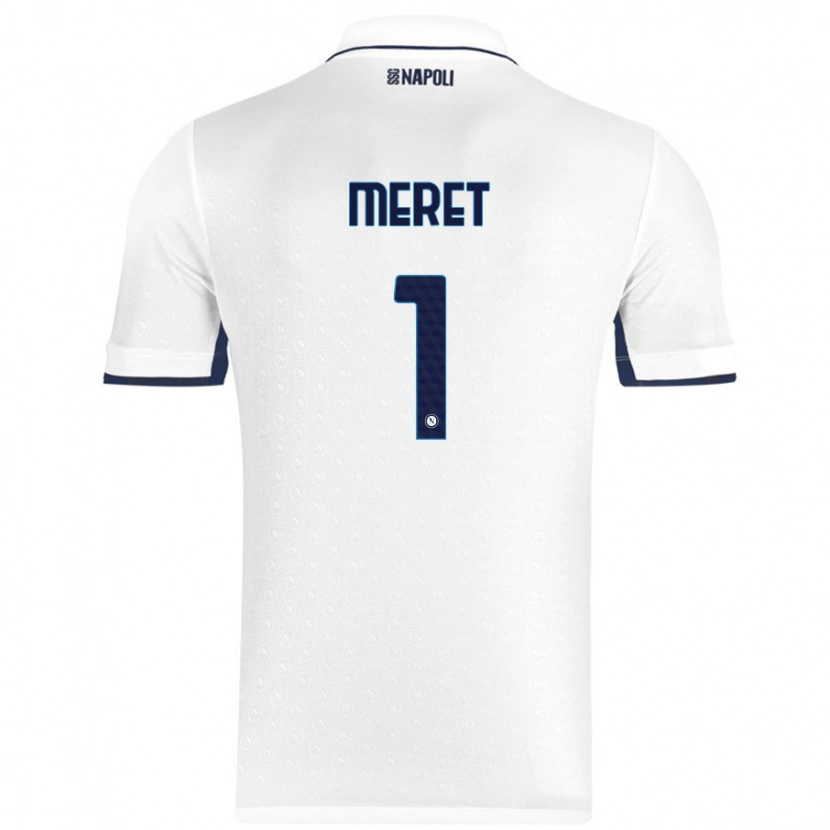 Danxen Kinder Alex Meret #1 Weiß Königsblau Auswärtstrikot Trikot 2024/25 T-Shirt