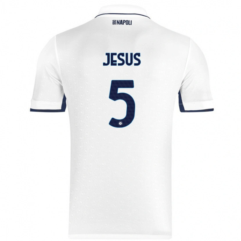 Danxen Kinder Juan Jesus #5 Weiß Königsblau Auswärtstrikot Trikot 2024/25 T-Shirt