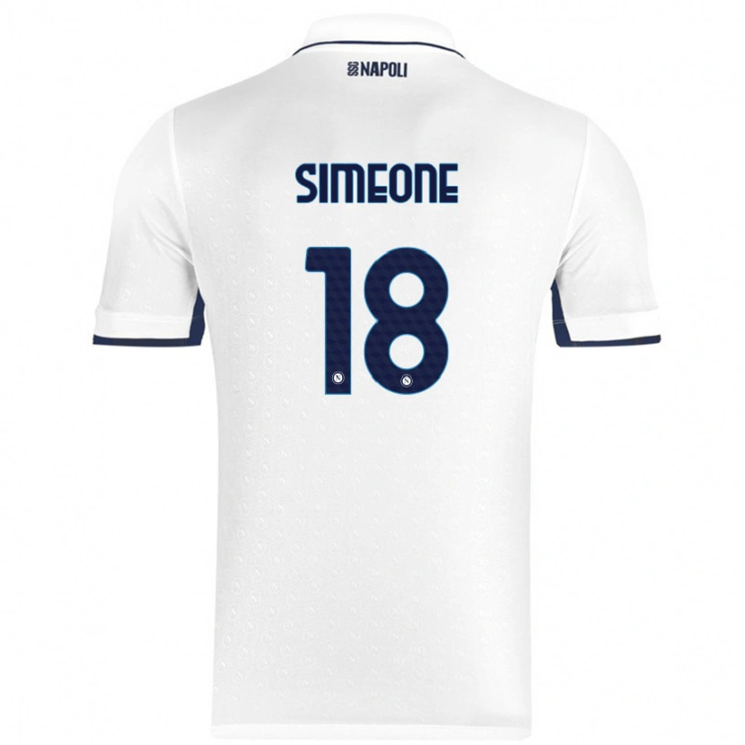 Danxen Kinder Giovanni Simeone #18 Weiß Königsblau Auswärtstrikot Trikot 2024/25 T-Shirt