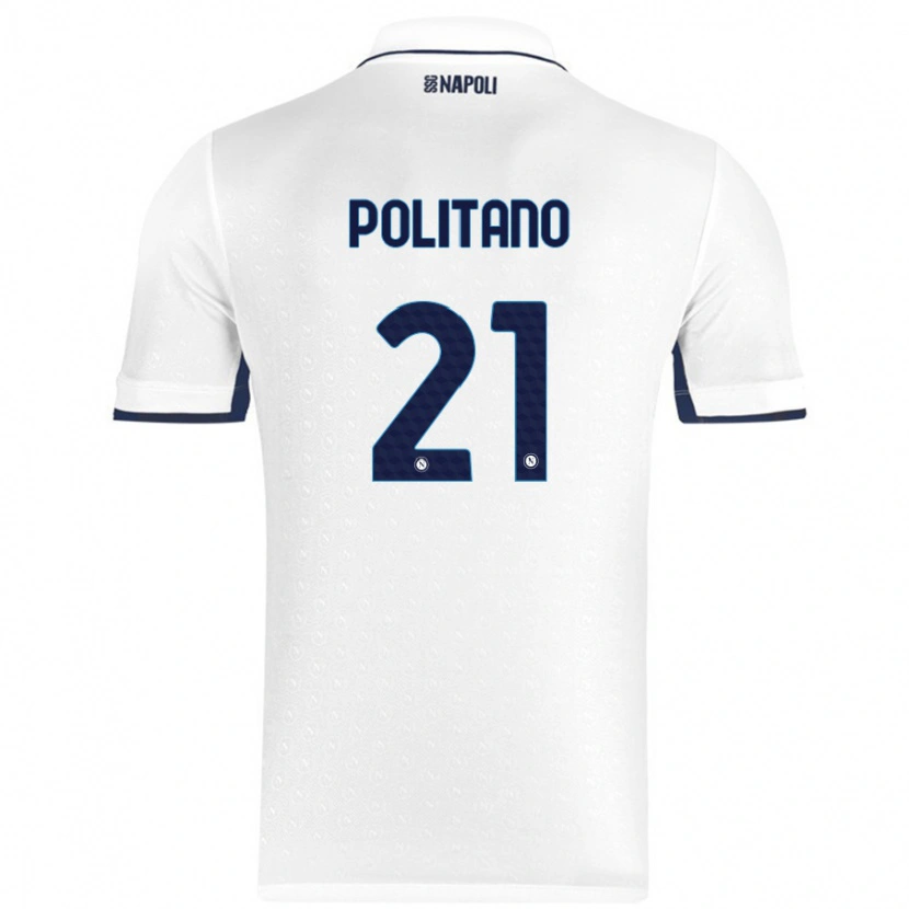 Danxen Kinder Matteo Politano #21 Weiß Königsblau Auswärtstrikot Trikot 2024/25 T-Shirt