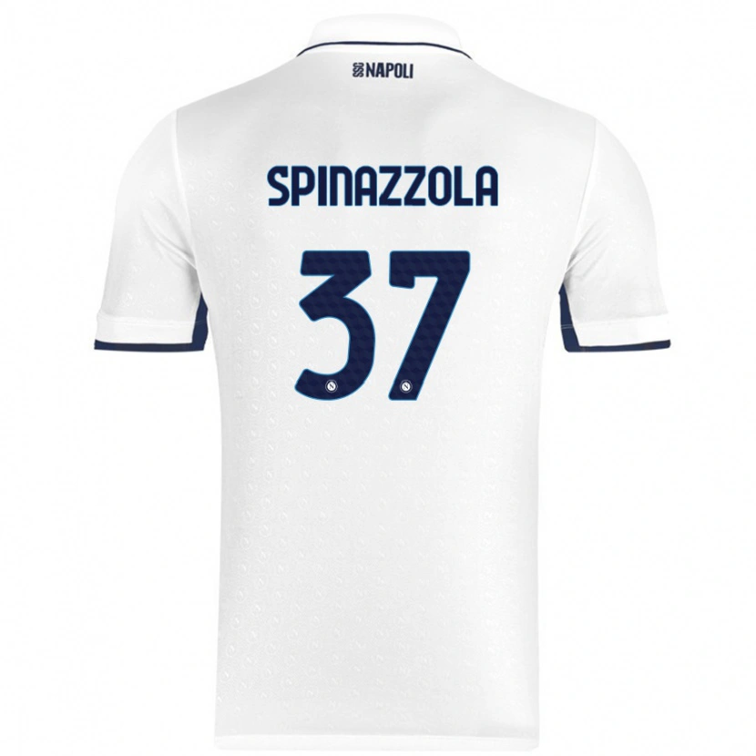 Danxen Kinder Leonardo Spinazzola #37 Weiß Königsblau Auswärtstrikot Trikot 2024/25 T-Shirt