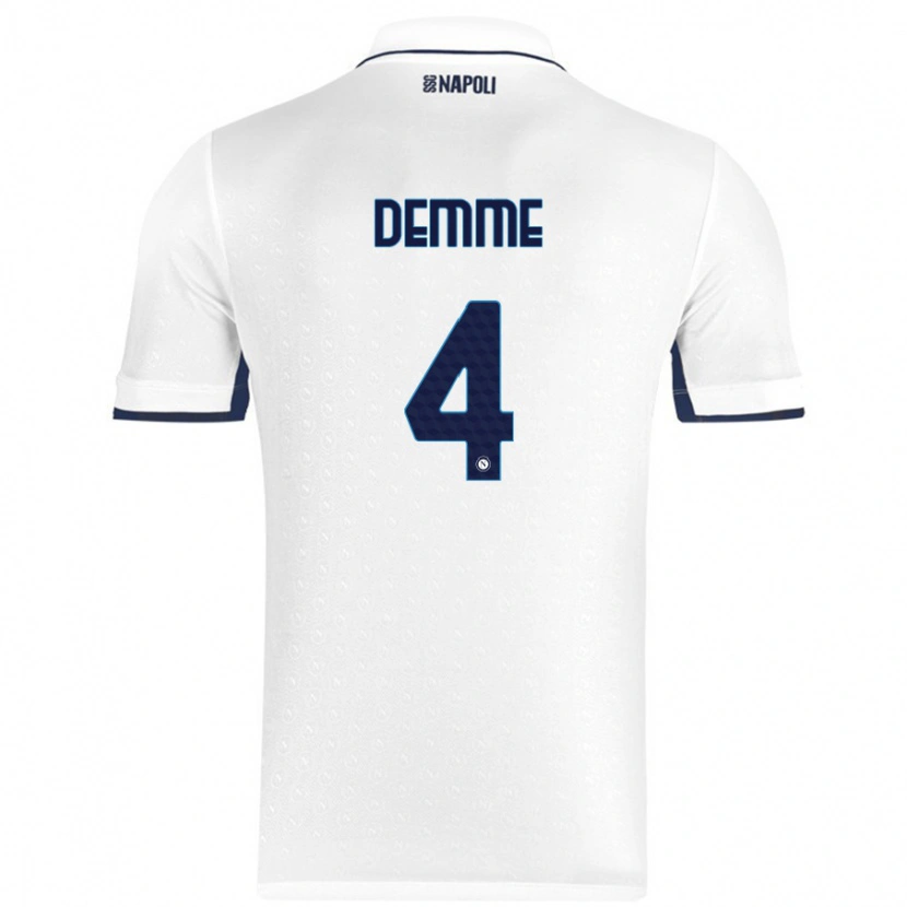 Danxen Kinder Diego Demme #4 Weiß Königsblau Auswärtstrikot Trikot 2024/25 T-Shirt