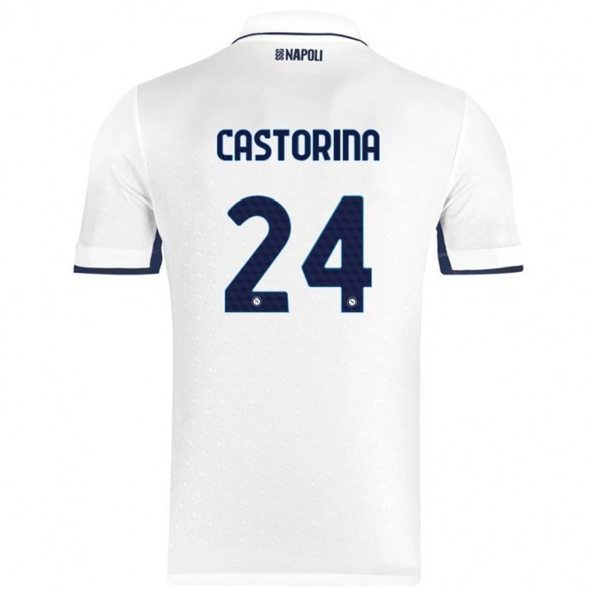 Danxen Kinder Alessandro Castorina #24 Weiß Königsblau Auswärtstrikot Trikot 2024/25 T-Shirt