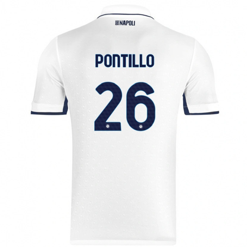 Danxen Kinder Pasquale Pontillo #26 Weiß Königsblau Auswärtstrikot Trikot 2024/25 T-Shirt