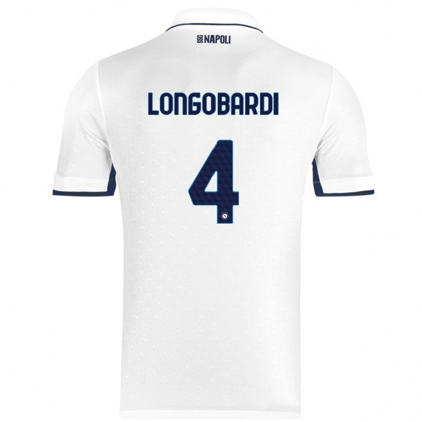 Danxen Kinder Salvatore Longobardi #4 Weiß Königsblau Auswärtstrikot Trikot 2024/25 T-Shirt