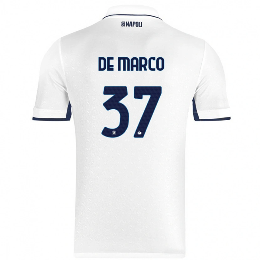 Danxen Kinder Francesco De Marco #37 Weiß Königsblau Auswärtstrikot Trikot 2024/25 T-Shirt