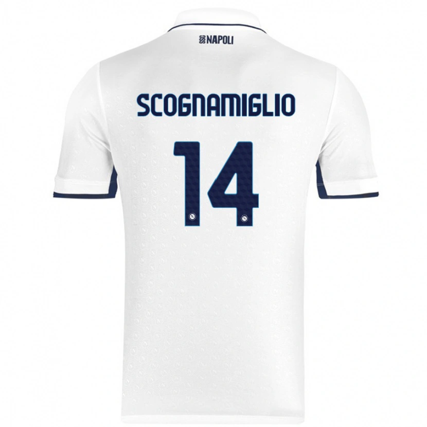 Danxen Kinder Fabio Scognamiglio #14 Weiß Königsblau Auswärtstrikot Trikot 2024/25 T-Shirt