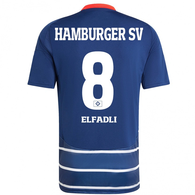 Danxen Kinder Daniel Elfadli #8 Dunkelblau Auswärtstrikot Trikot 2024/25 T-Shirt