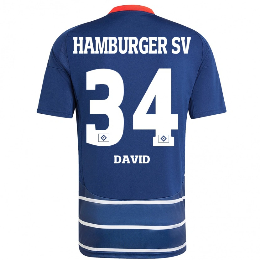 Danxen Kinder Jonas David #34 Dunkelblau Auswärtstrikot Trikot 2024/25 T-Shirt