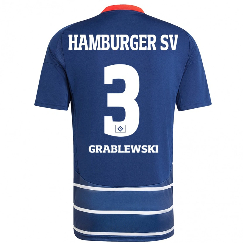 Danxen Kinder Max Grablewski #3 Dunkelblau Auswärtstrikot Trikot 2024/25 T-Shirt