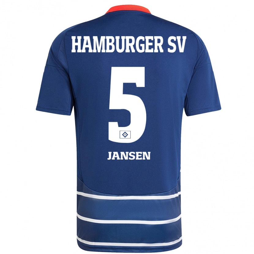 Danxen Kinder Marcell Jansen #5 Dunkelblau Auswärtstrikot Trikot 2024/25 T-Shirt