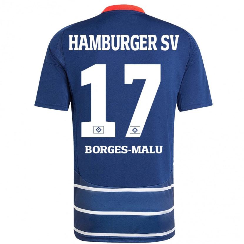 Danxen Kinder Louis Borges-Malu #17 Dunkelblau Auswärtstrikot Trikot 2024/25 T-Shirt