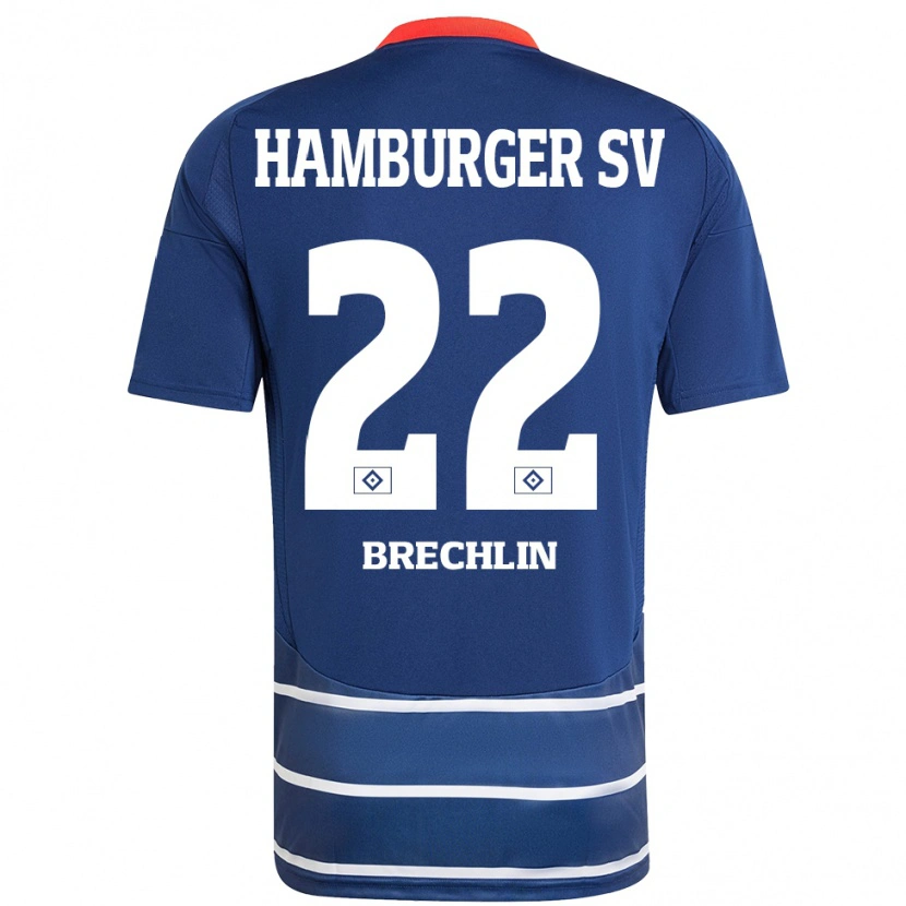 Danxen Kinder Bjarne Brechlin #22 Dunkelblau Auswärtstrikot Trikot 2024/25 T-Shirt