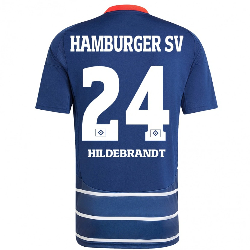 Danxen Kinder Tjark Hildebrandt #24 Dunkelblau Auswärtstrikot Trikot 2024/25 T-Shirt