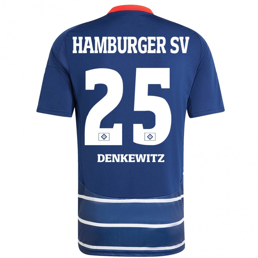 Danxen Kinder Nick Denkewitz #25 Dunkelblau Auswärtstrikot Trikot 2024/25 T-Shirt