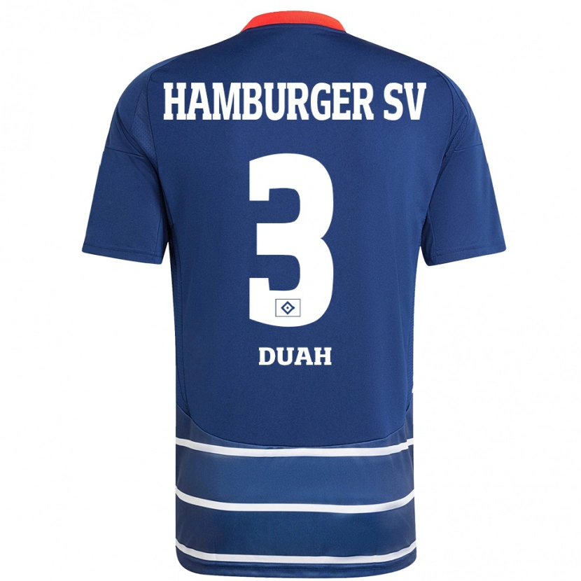 Danxen Kinder Dennis Duah #3 Dunkelblau Auswärtstrikot Trikot 2024/25 T-Shirt