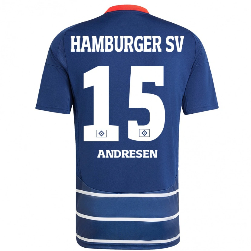 Danxen Kinder Bent Andresen #15 Dunkelblau Auswärtstrikot Trikot 2024/25 T-Shirt