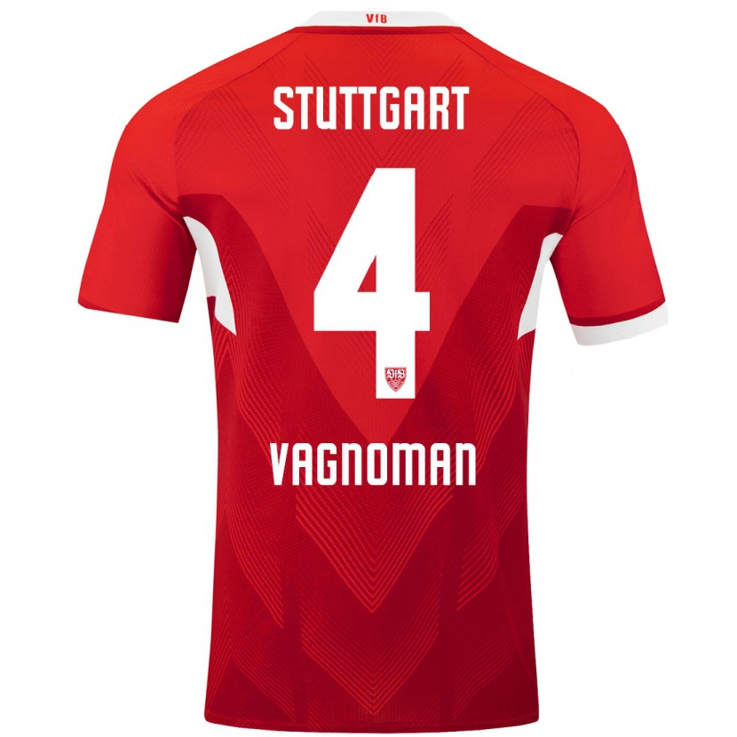 Danxen Kinder Josha Vagnoman #4 Rot Weiß Auswärtstrikot Trikot 2024/25 T-Shirt