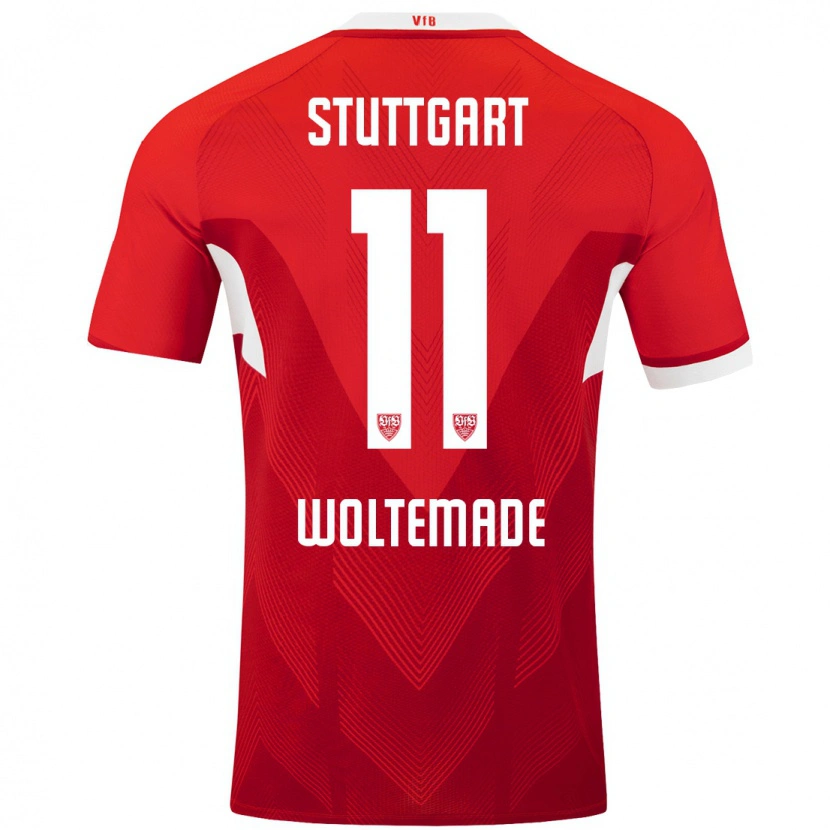 Danxen Kinder Nick Woltemade #11 Rot Weiß Auswärtstrikot Trikot 2024/25 T-Shirt