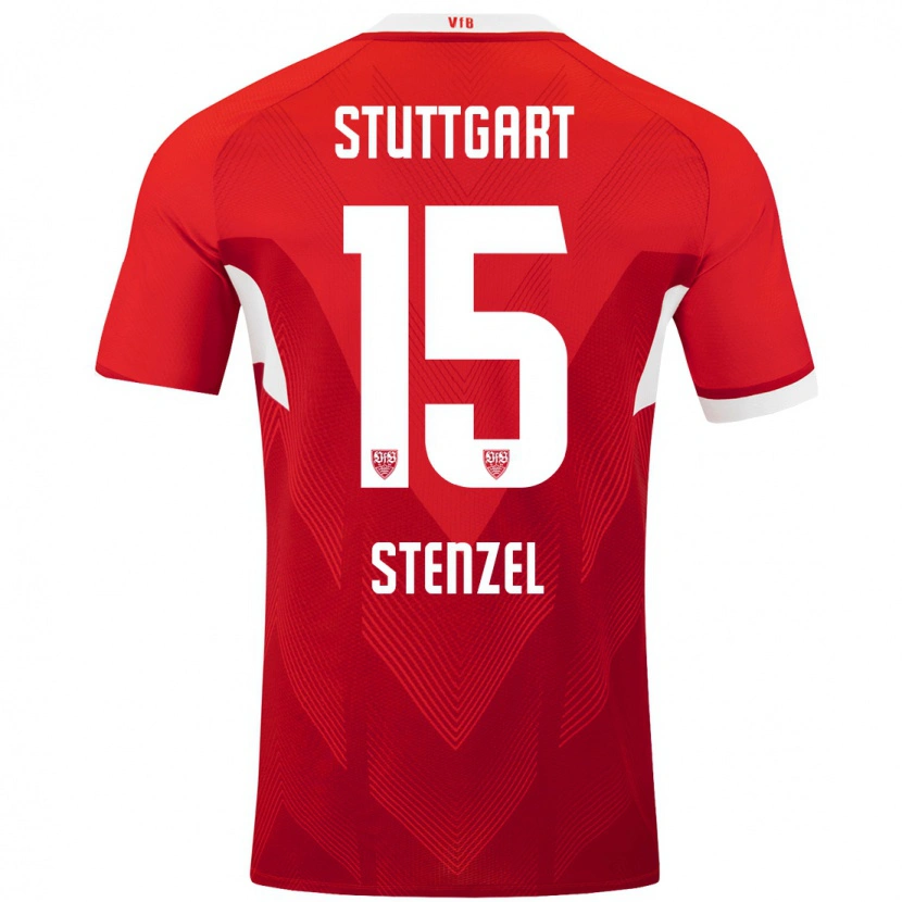 Danxen Kinder Pascal Stenzel #15 Rot Weiß Auswärtstrikot Trikot 2024/25 T-Shirt