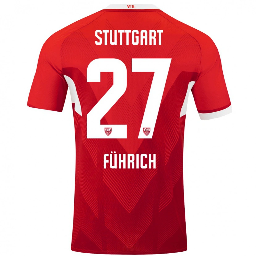 Danxen Kinder Chris Führich #27 Rot Weiß Auswärtstrikot Trikot 2024/25 T-Shirt