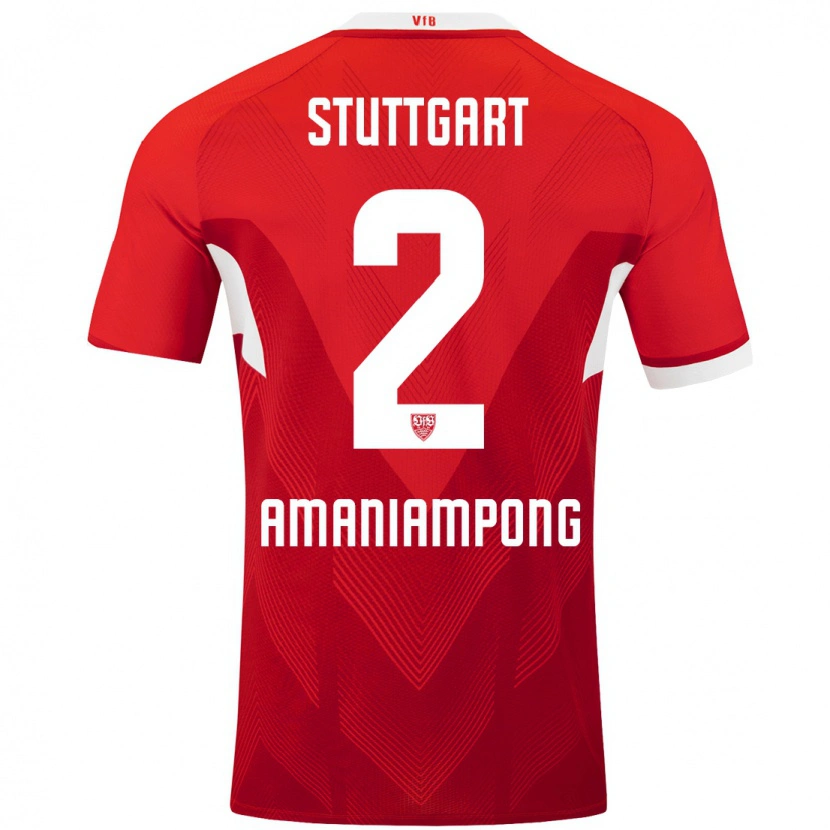 Danxen Kinder Kaden Amaniampong #2 Rot Weiß Auswärtstrikot Trikot 2024/25 T-Shirt