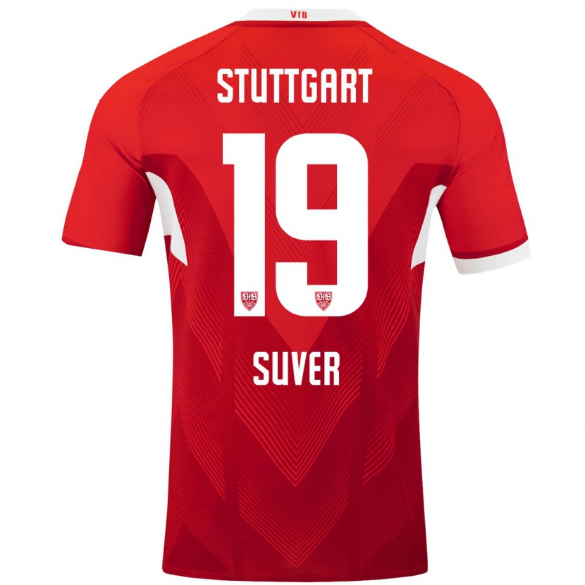 Danxen Kinder Jakov Suver #19 Rot Weiß Auswärtstrikot Trikot 2024/25 T-Shirt