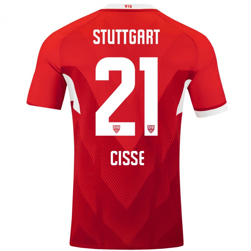 Danxen Kinder Moussa Cissé #21 Rot Weiß Auswärtstrikot Trikot 2024/25 T-Shirt