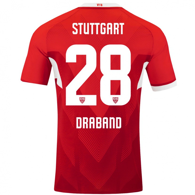 Danxen Kinder Dominik Draband #28 Rot Weiß Auswärtstrikot Trikot 2024/25 T-Shirt