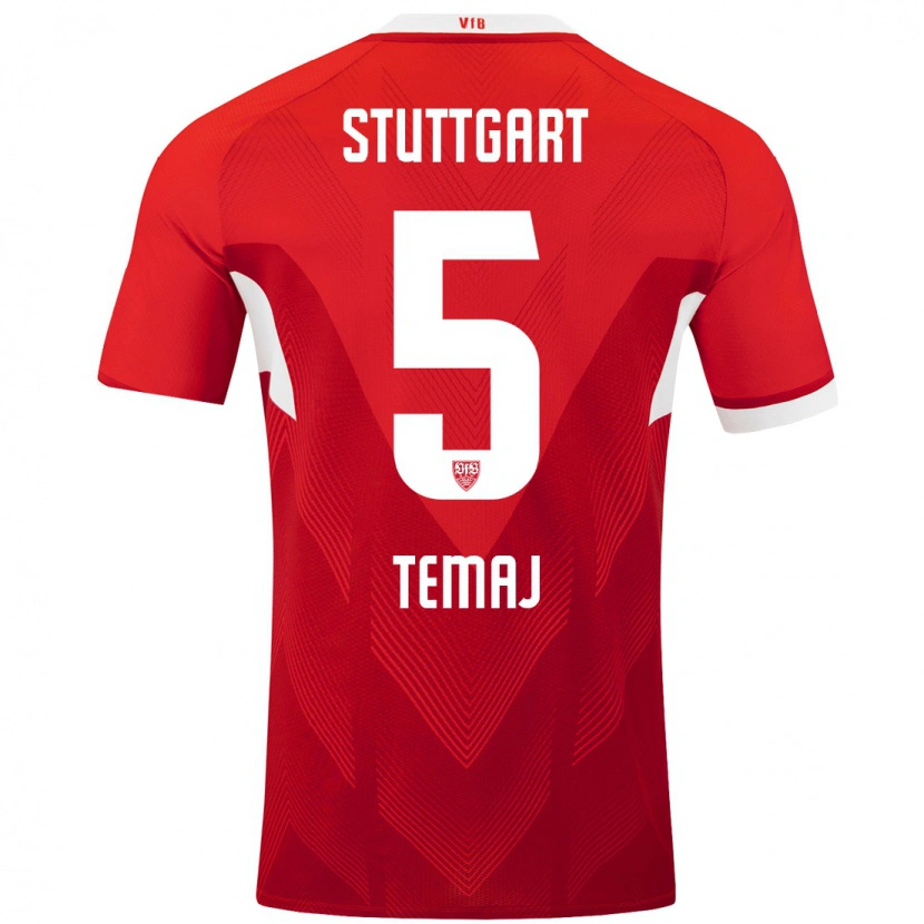 Danxen Kinder Laureta Temaj #5 Rot Weiß Auswärtstrikot Trikot 2024/25 T-Shirt