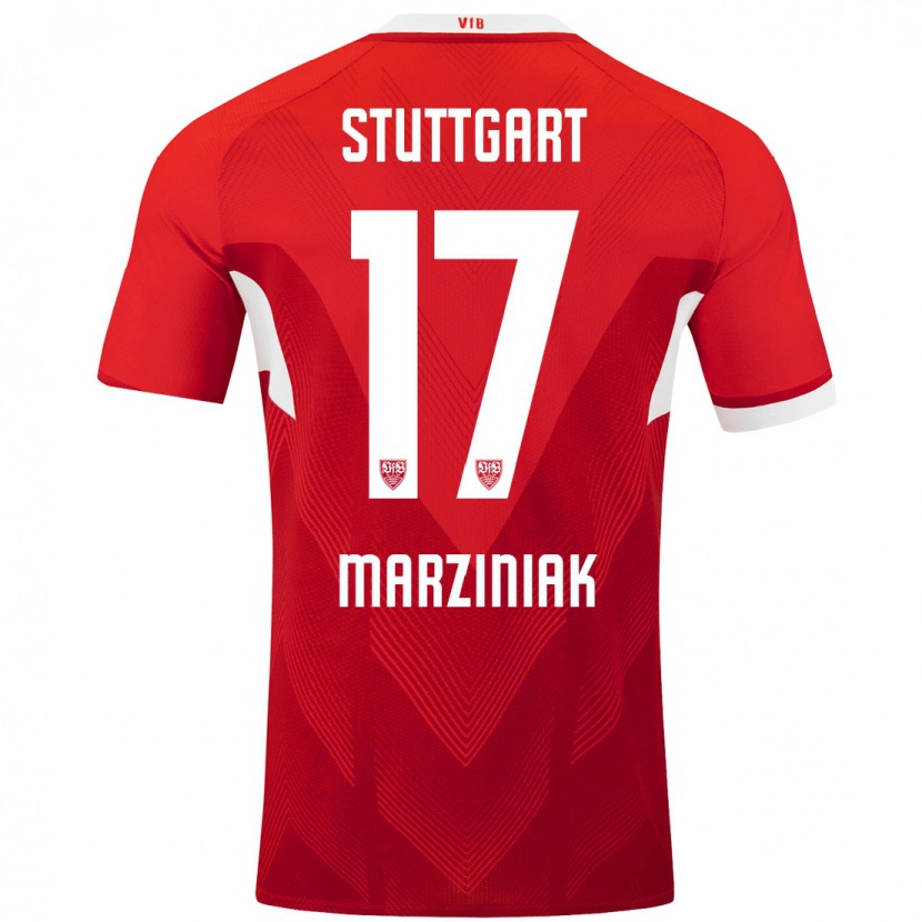 Danxen Kinder Chiara Marziniak #17 Rot Weiß Auswärtstrikot Trikot 2024/25 T-Shirt