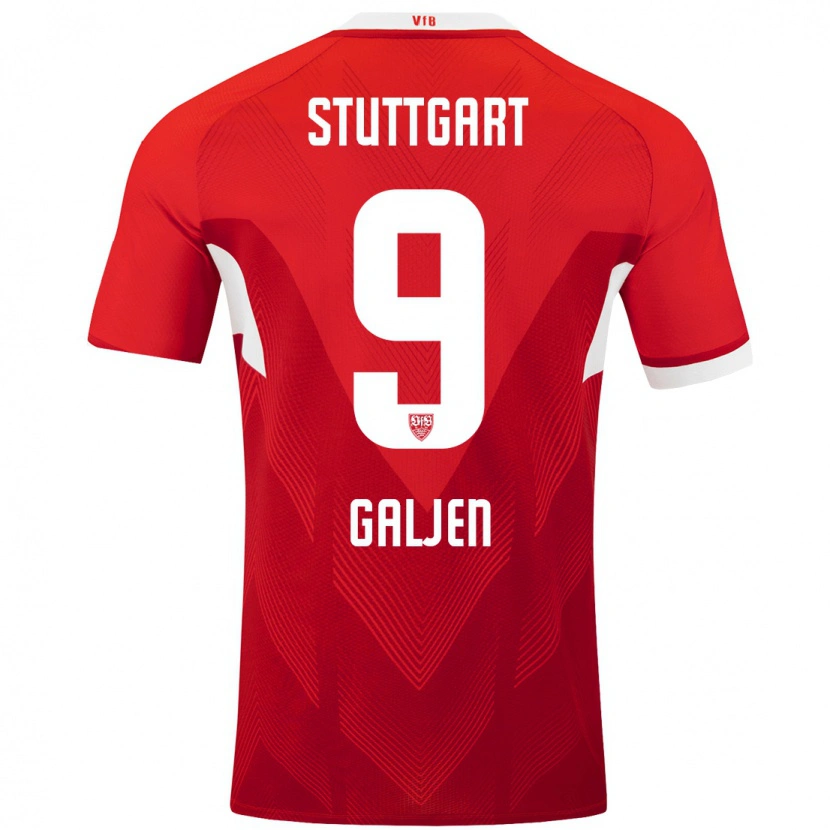 Danxen Kinder Dejan Galjen #9 Rot Weiß Auswärtstrikot Trikot 2024/25 T-Shirt