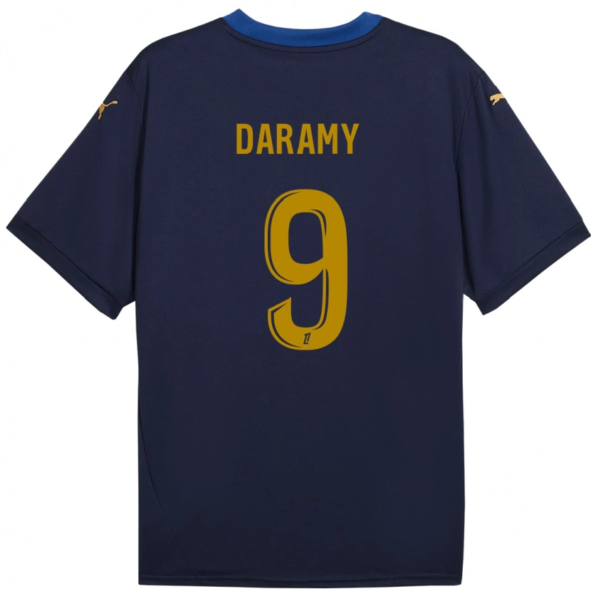 Danxen Kinder Mohamed Daramy #9 Marineblau Gold Auswärtstrikot Trikot 2024/25 T-Shirt