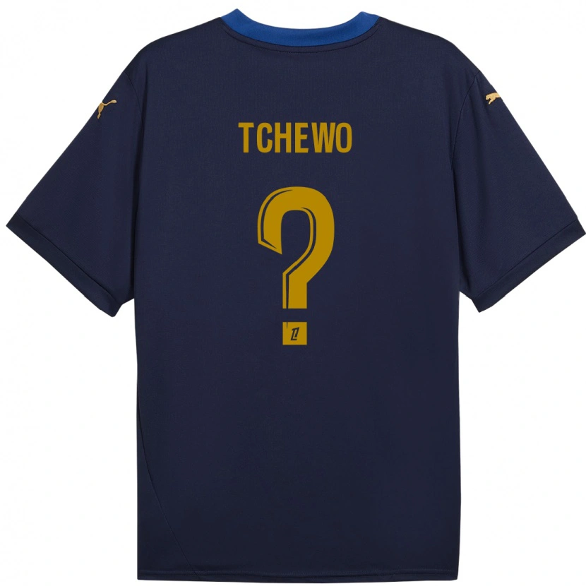 Danxen Kinder Ryan Tchapda Tchewo #0 Marineblau Gold Auswärtstrikot Trikot 2024/25 T-Shirt