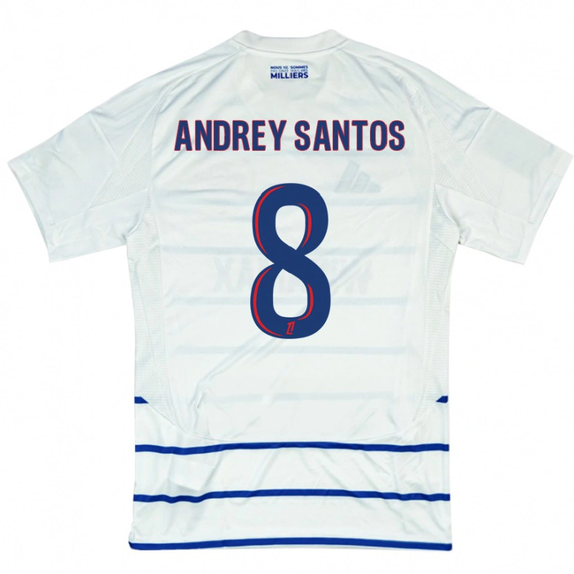 Danxen Kinder Andrey Santos #8 Weiß Blau Auswärtstrikot Trikot 2024/25 T-Shirt