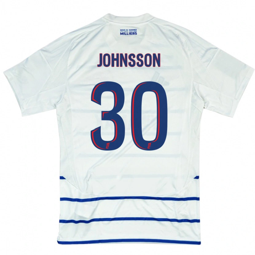 Danxen Kinder Karl-Johan Johnsson #30 Weiß Blau Auswärtstrikot Trikot 2024/25 T-Shirt