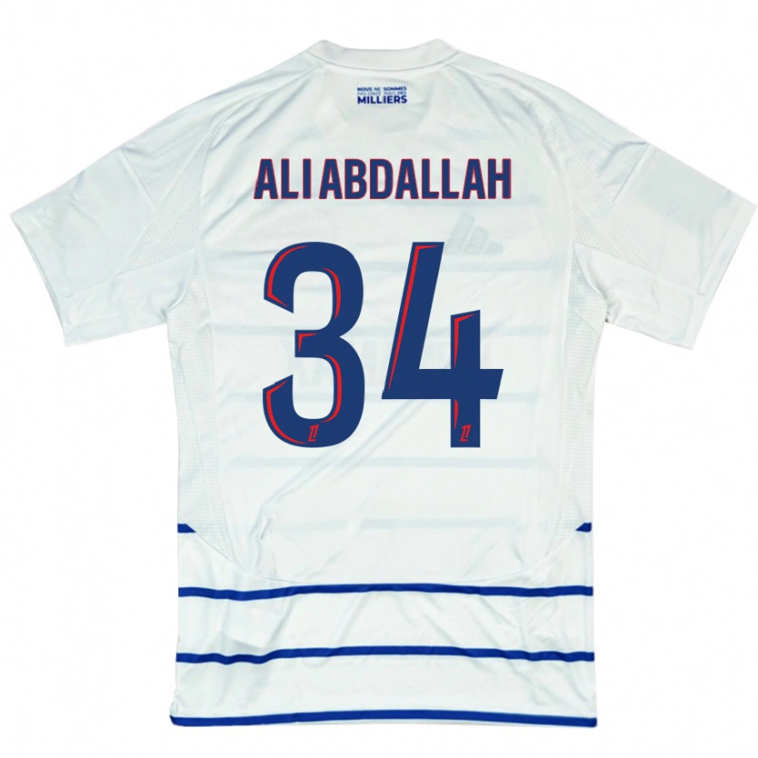 Danxen Kinder Aboubacar Ali Abdallah #34 Weiß Blau Auswärtstrikot Trikot 2024/25 T-Shirt