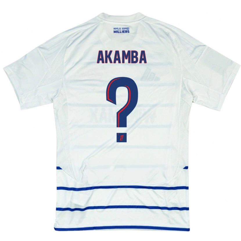 Danxen Kinder Fred Akamba #0 Weiß Blau Auswärtstrikot Trikot 2024/25 T-Shirt