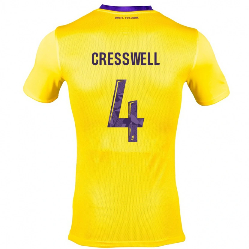 Danxen Kinder Charlie Cresswell #4 Gelb Lila Auswärtstrikot Trikot 2024/25 T-Shirt