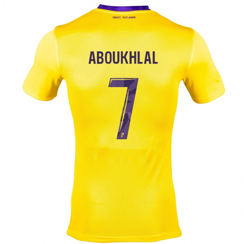 Danxen Kinder Zakaria Aboukhlal #7 Gelb Lila Auswärtstrikot Trikot 2024/25 T-Shirt