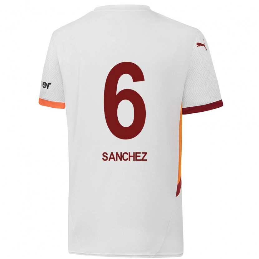 Danxen Kinder Davinson Sánchez #6 Weiß Gelb Rot Auswärtstrikot Trikot 2024/25 T-Shirt