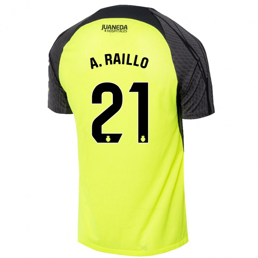 Danxen Kinder Antonio Raíllo #21 Fluoreszierend Grün Schwarz Auswärtstrikot Trikot 2024/25 T-Shirt